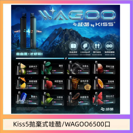 WAGOO哇酷Kiss5 6500口拋棄式 | 自由混搭雙口味 | 雙芯組合