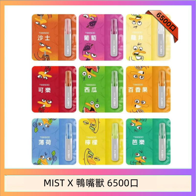 MIST X 鴨嘴獸 6500口 MIST X 鴨嘴獸 6500口一次性拋棄式電子煙|陶瓷芯更穩定